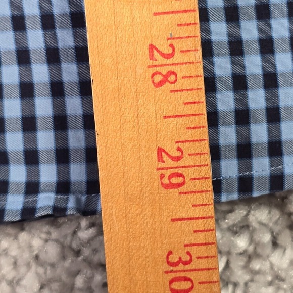 Eton Men Gingham Plaid Dress Shirt Size‎ Large Blue Business Office Workwear - Picture 11 of 14
